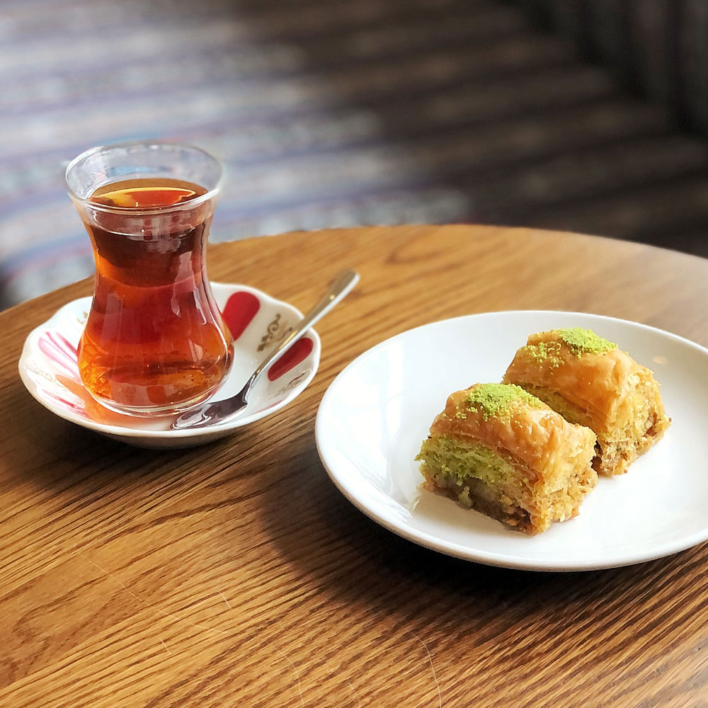 baklava and turkish tea